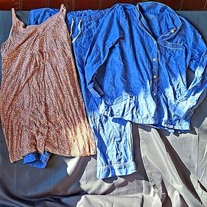 GAP Blue Pajama Set and Pink Nightgown